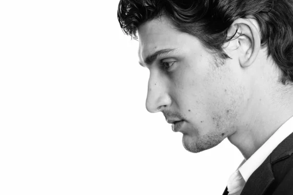 Studio Shot Young Handsome Brazilian Man Isolated White Background Black — Stock Photo, Image