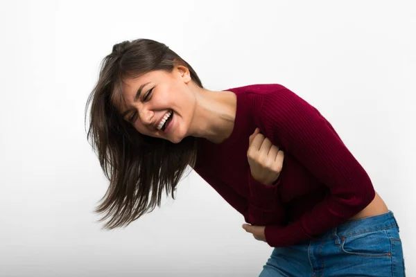 Estudio Joven Hermosa Mujer Sobre Fondo Blanco — Foto de Stock