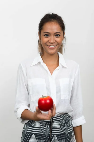 Estudio Disparo Joven Hermosa Mujer Negocios Asiática Con Cabello Castaño — Foto de Stock