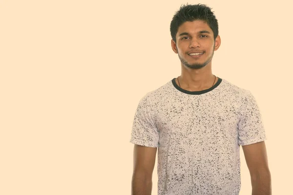 Studio Shot Young Handsome Bearded Indian Man — Photo