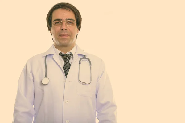 Studio Shot Young Handsome Persian Man Doctor — Fotografia de Stock