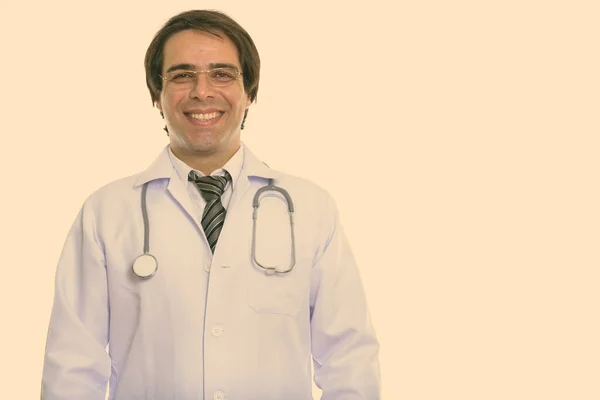 Studio Shot Young Handsome Persian Man Doctor — Zdjęcie stockowe