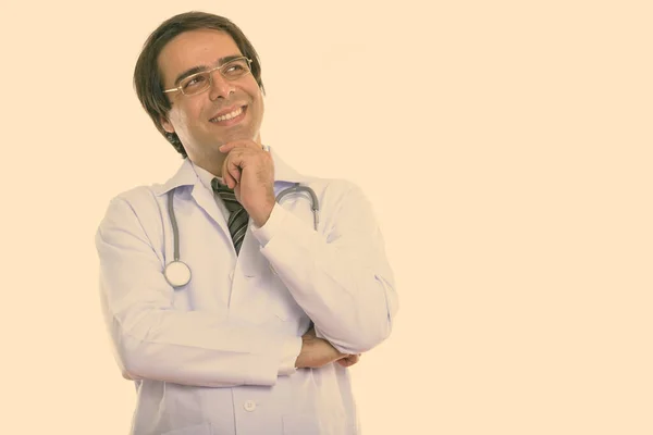 Studio Shot Young Handsome Persian Man Doctor — Stok fotoğraf