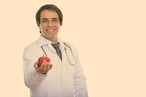 Studio Shot Young Handsome Persian Man Doctor — Zdjęcie stockowe