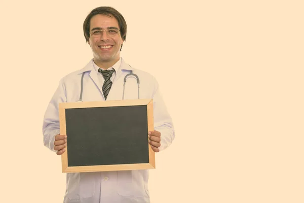 Studio Shot Young Handsome Persian Man Doctor — Photo