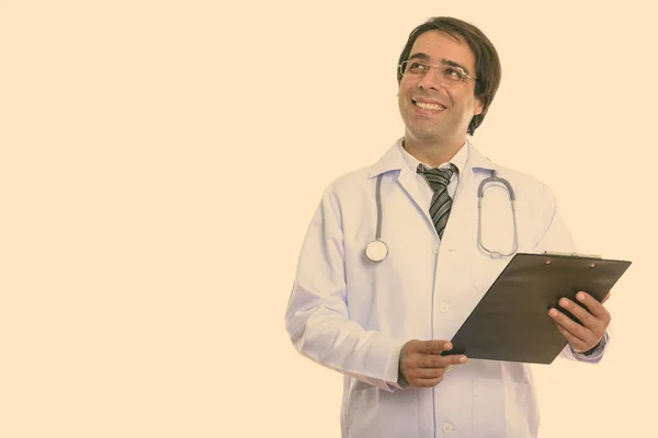 Studio Shot Young Handsome Persian Man Doctor — Foto de Stock