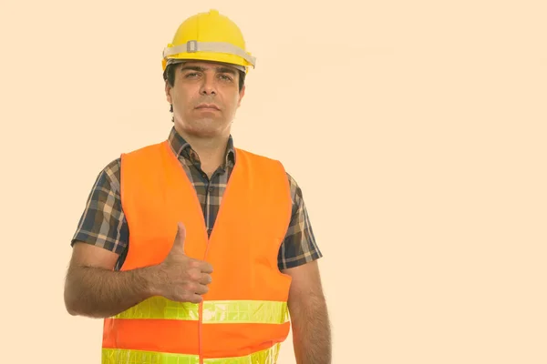 Studio Shot Young Handsome Persian Man Construction Worker —  Fotos de Stock