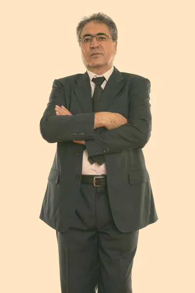 Studio Shot Senior Handsome Persian Businessman Suit Isolated White Background — ストック写真
