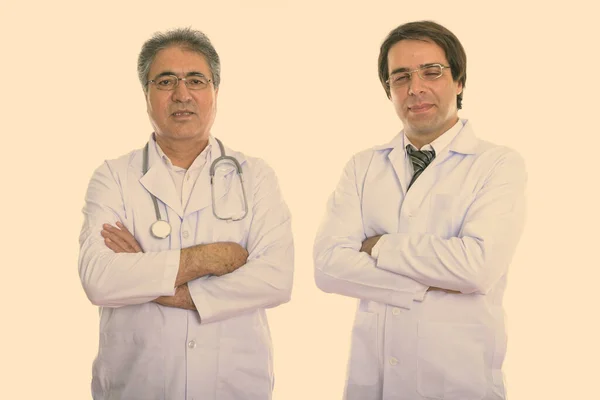 Studio Shot Senior Persian Man Doctor Young Persian Man Doctor — Stockfoto