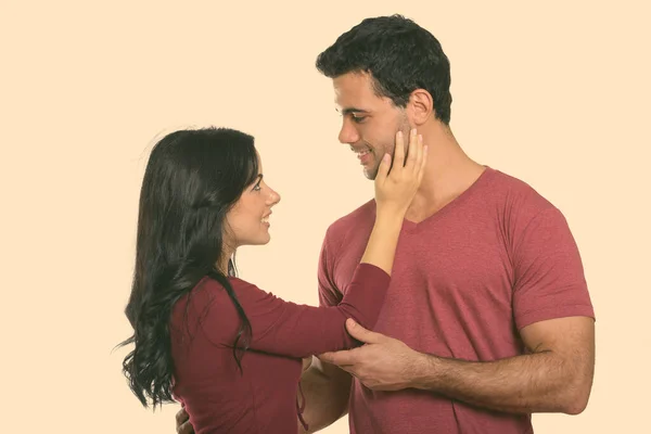 Studio Shot Young Hispanic Man Young Hispanic Woman Couple Together — Zdjęcie stockowe