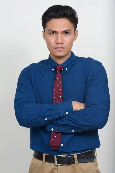 Studio Shot Handsome Filipino Businessman White Background — Fotografia de Stock
