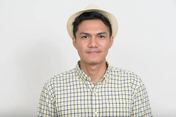 Studio Shot Handsome Filipino Tourist Man White Background — Zdjęcie stockowe