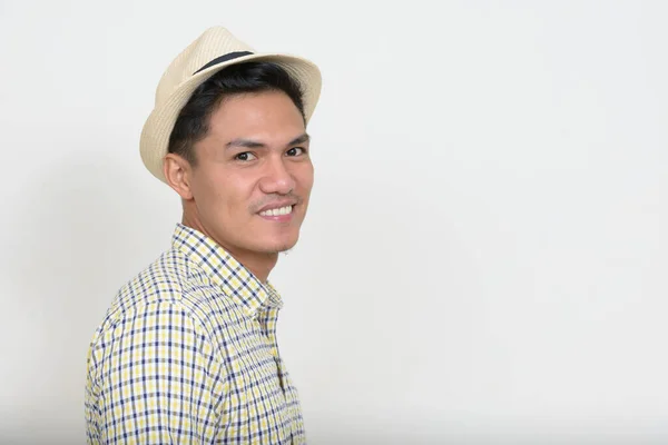 Studio Shot Handsome Filipino Tourist Man White Background — 图库照片