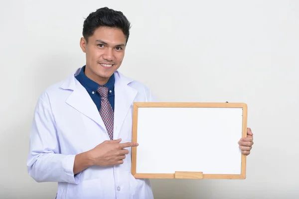 Studio Shot Handsome Filipino Man Doctor White Background — 图库照片