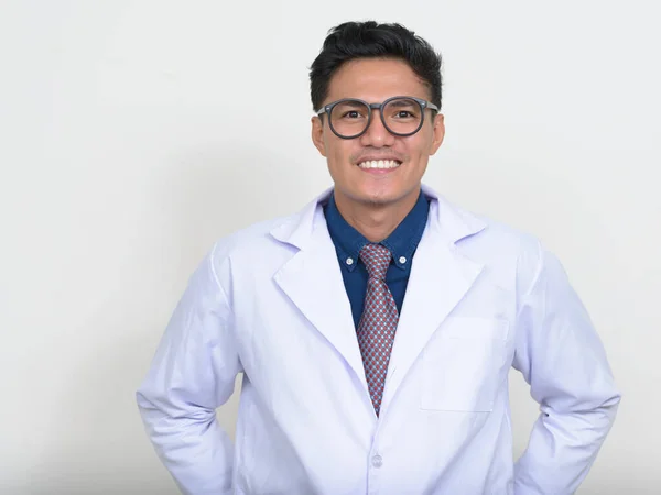 Studio Shot Handsome Filipino Man Doctor White Background — Stock fotografie