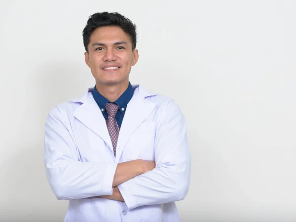 Studio Shot Handsome Filipino Man Doctor White Background — Stockfoto