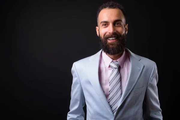 Studio Shot Young Handsome Persian Businessman Dreadlocks Black Background — Fotografia de Stock