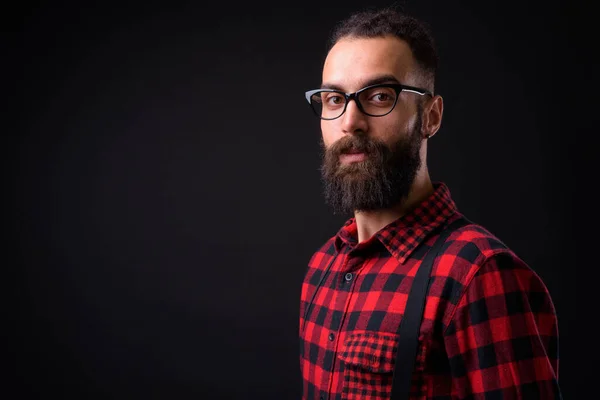 Studio Shot Young Handsome Persian Man Dreadlocks Black Background — стоковое фото