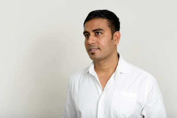 Studio Shot Handsome Indian Businessman White Background — Stock Photo, Image
