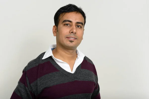 Studio Shot Handsome Indian Man White Background — Stock Fotó