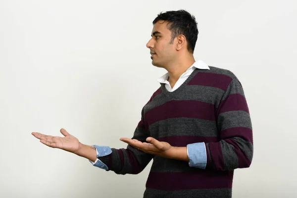 Studio Shot Handsome Indian Man White Background — 스톡 사진