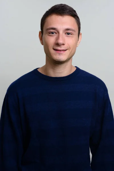 Studio Shot Handsome Man Wearing Sweater — Stock Photo, Image