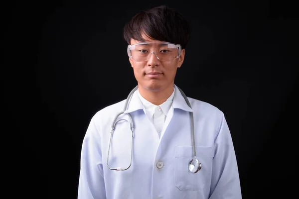 Studio Shot Young Handsome Asian Man Doctor Wearing Protective Glasses — Stockfoto