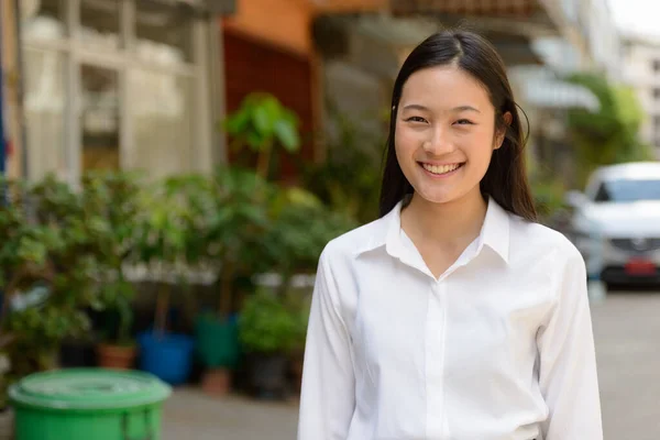 Portrait Jeune Belle Femme Affaires Asiatique Dans Les Rues Plein — Photo