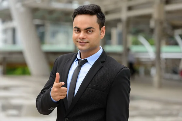 Portrait Young Handsome Indian Businessman City — Stock Photo, Image