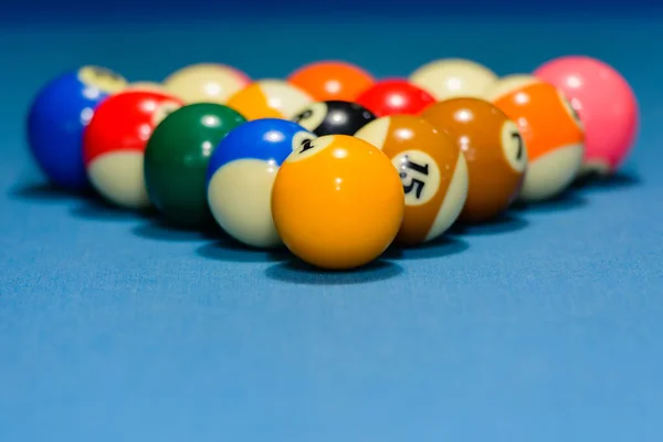 Portrait Billiard Balls Triangle Pool Table — Stock Photo, Image