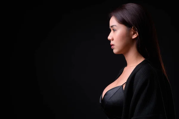 Studio Shot Young Beautiful Asian Transgender Woman Black Background — Stock Photo, Image