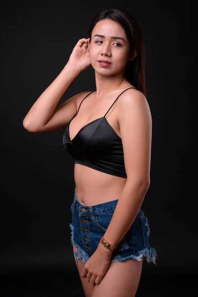 Studio Shot Young Beautiful Asian Transgender Woman Black Background — Stock Photo, Image