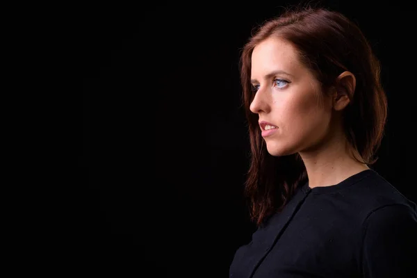 Studio Shot Young Beautiful Woman Black Background — Stock Photo, Image