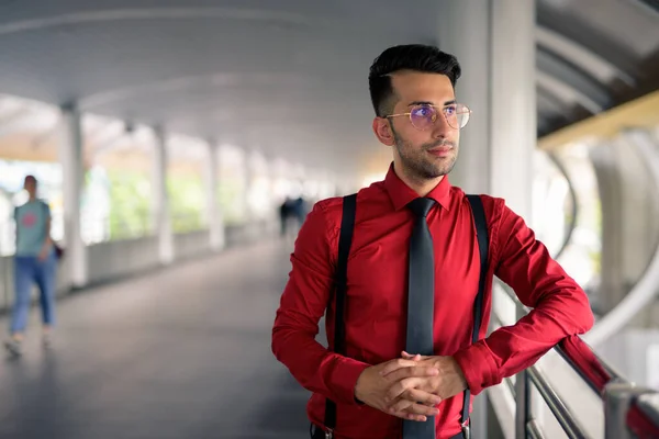 Portrait Young Handsome Persian Businessman Exploring City Bangkok Thailand — Stock Photo, Image