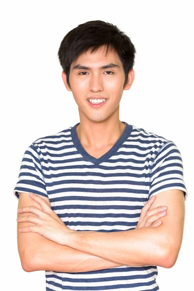 Studio Shot Young Handsome Asian Man Isolated White Background — Stock Photo, Image