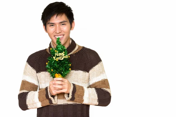 Estudio Disparo Joven Guapo Asiático Hombre Listo Para Invierno Aislado —  Fotos de Stock