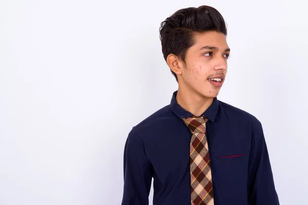 Studio Skott Ung Vacker Indisk Tonåring Pojke Som Affärsman Mot — Stockfoto