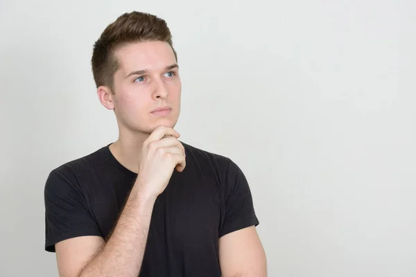 Studio Shot Young Handsome Man White Background — Stock Photo, Image