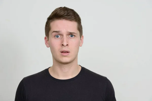 Studio Shot Young Handsome Man White Background — Stock Photo, Image