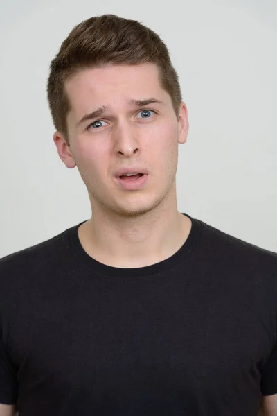 Studio Shot Young Handsome Man White Background — Stock Photo, Image