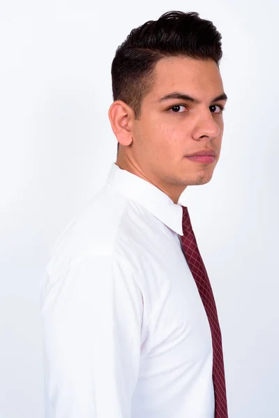 Beyaz Arka Plana Karşı Çok Irklı Genç Yakışıklı Adamının Stüdyo — Stok fotoğraf