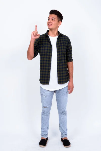 Studio Shot Young Handsome Multi Ethnic Hipster Man White Background — Stock Photo, Image