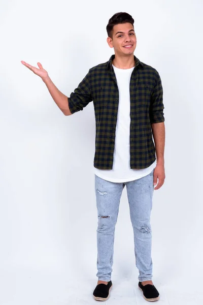 Studio Shot Young Handsome Multi Ethnic Hipster Man White Background — Stock Photo, Image