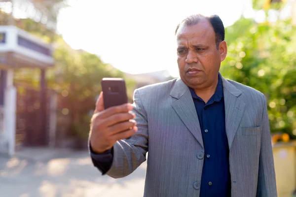 Portrait Homme Affaires Indien Mature Surpoids Avec Une Coupe Cheveux — Photo