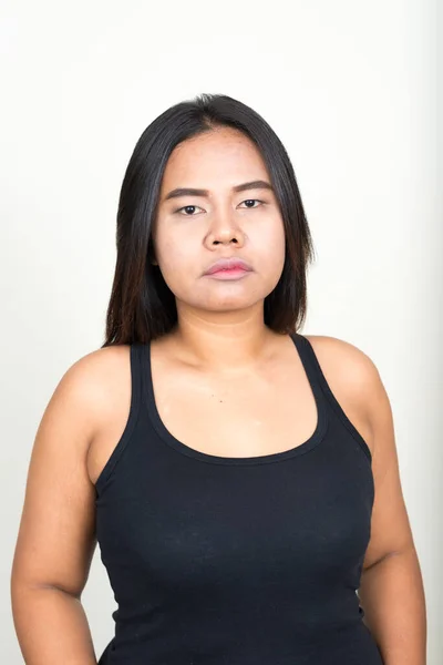 Studio Shot Young Overweight Asian Woman White Background —  Fotos de Stock