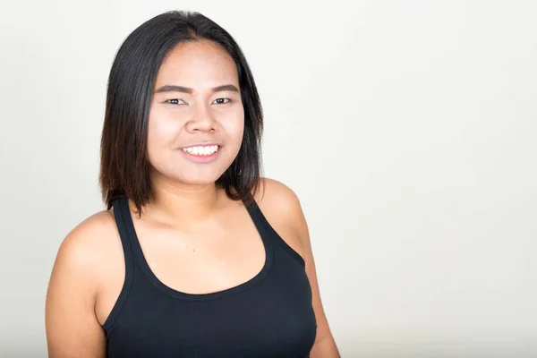 Studio Shot Joven Mujer Asiática Con Sobrepeso Sobre Fondo Blanco —  Fotos de Stock