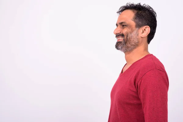 Studio Shot Mature Handsome Bearded Indian Man White Background — 스톡 사진