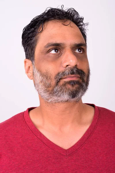 Studio Shot Mature Handsome Bearded Indian Man White Background —  Fotos de Stock