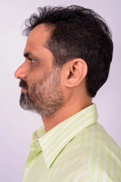 Studio Shot Mature Handsome Bearded Indian Businessman White Background — Fotografia de Stock