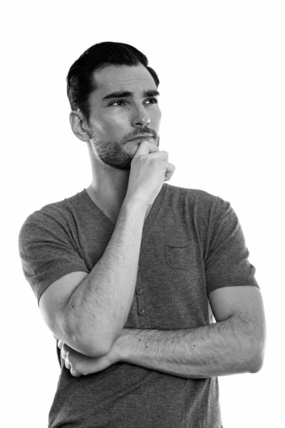 Studio Shot Jeune Homme Barbu Beau Isolé Sur Fond Blanc — Photo